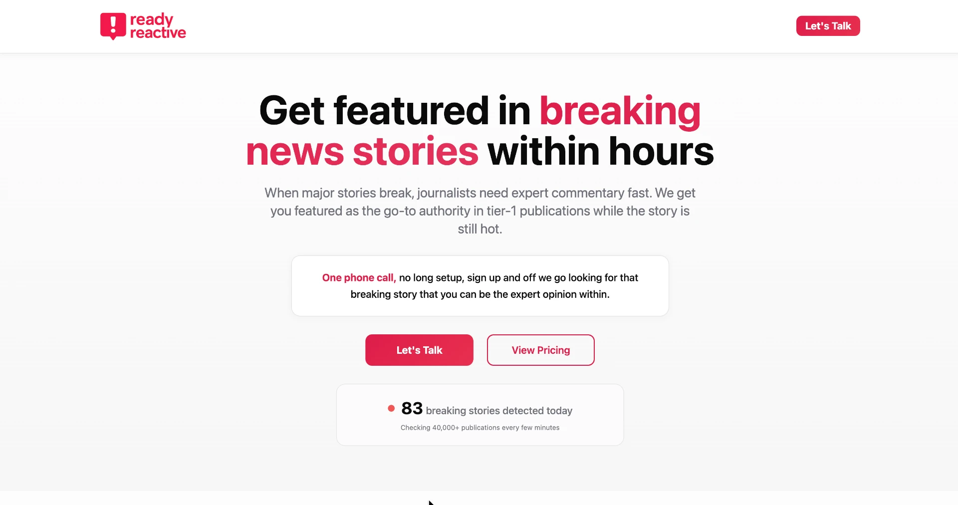 Readyreactive platform screenshot