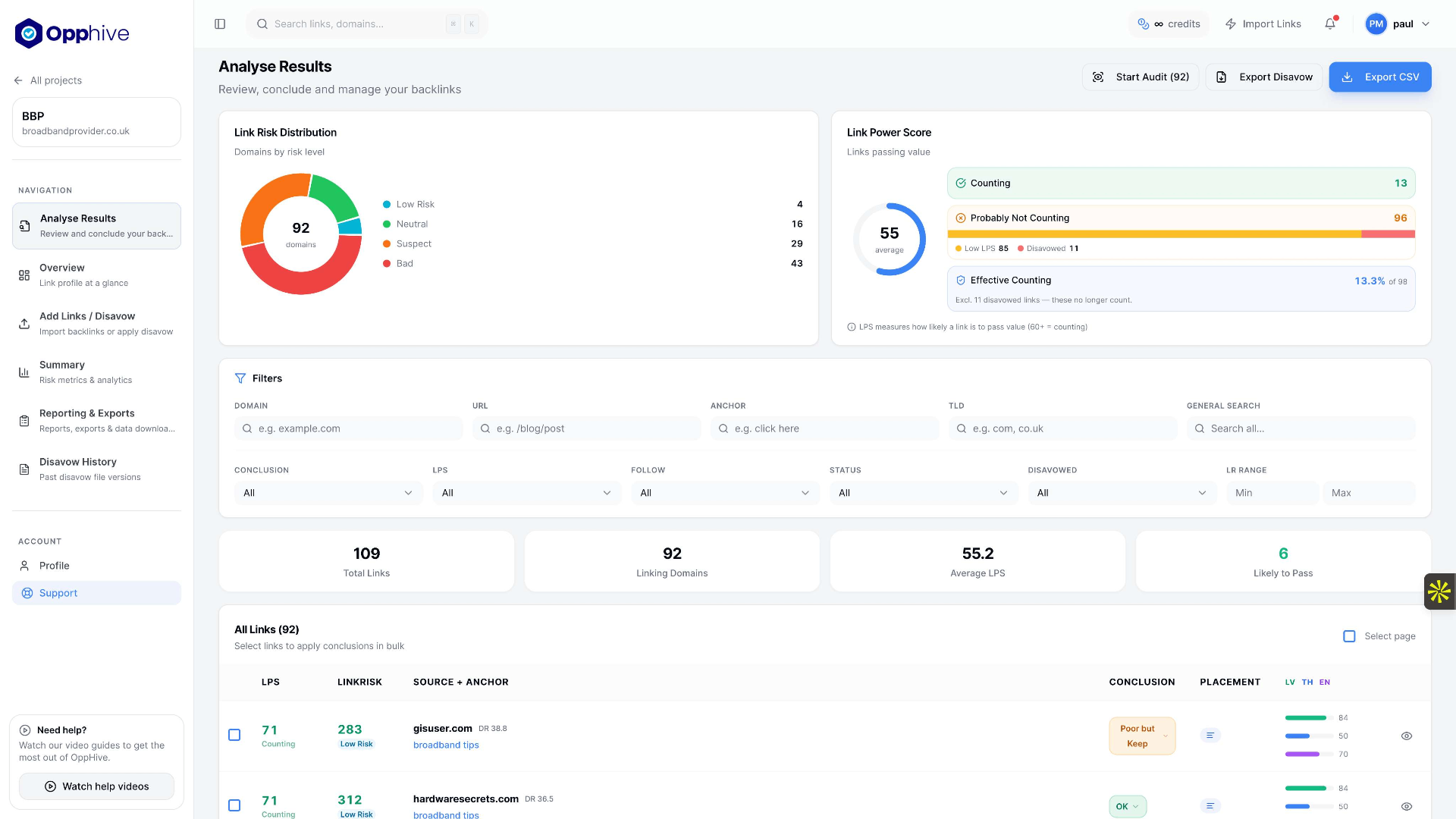 Opphive platform screenshot